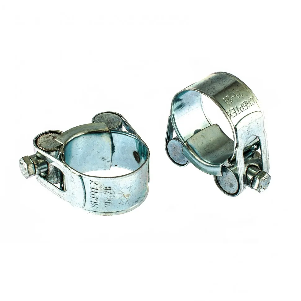 Хомуты металлические Сибртех силовые 26-28 мм, ширина 18 мм, шарнирный, W1, 2 шт