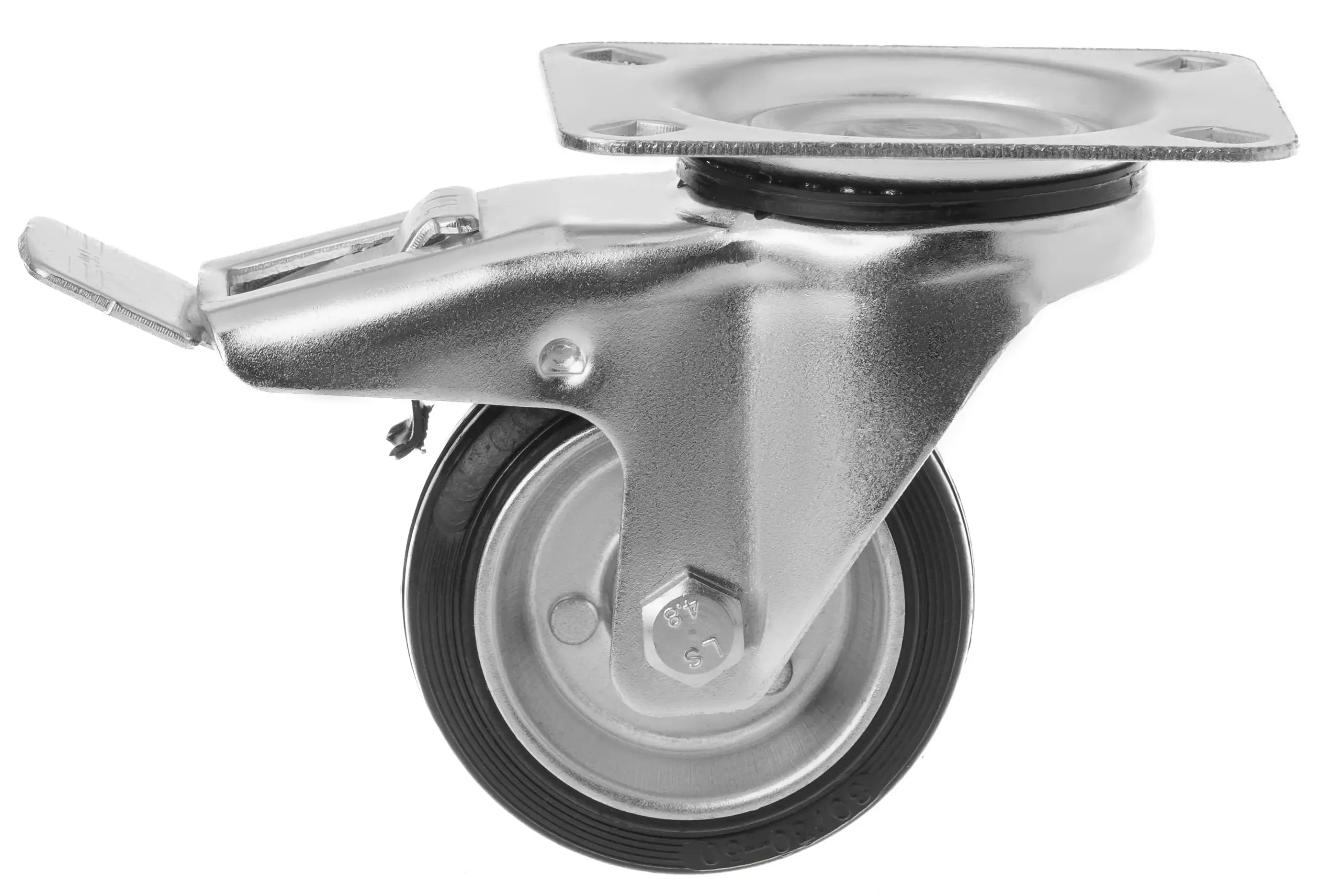 Колесо усиленное поворотное с тормозом SRCb 97 (80мм; 70 кг)