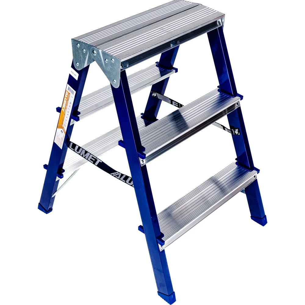 Cтремянка двухсторонняя стальная Алюмет 2x3 ступеней. Серия