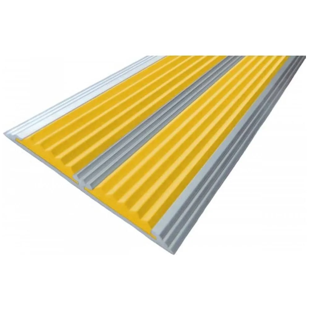 Двойная противоскользящая алюминиевая полоса ООО Элитпроф ECO 70 мм, с желтой вставкой, 3 м АНСП 70 Ж 300 ECO