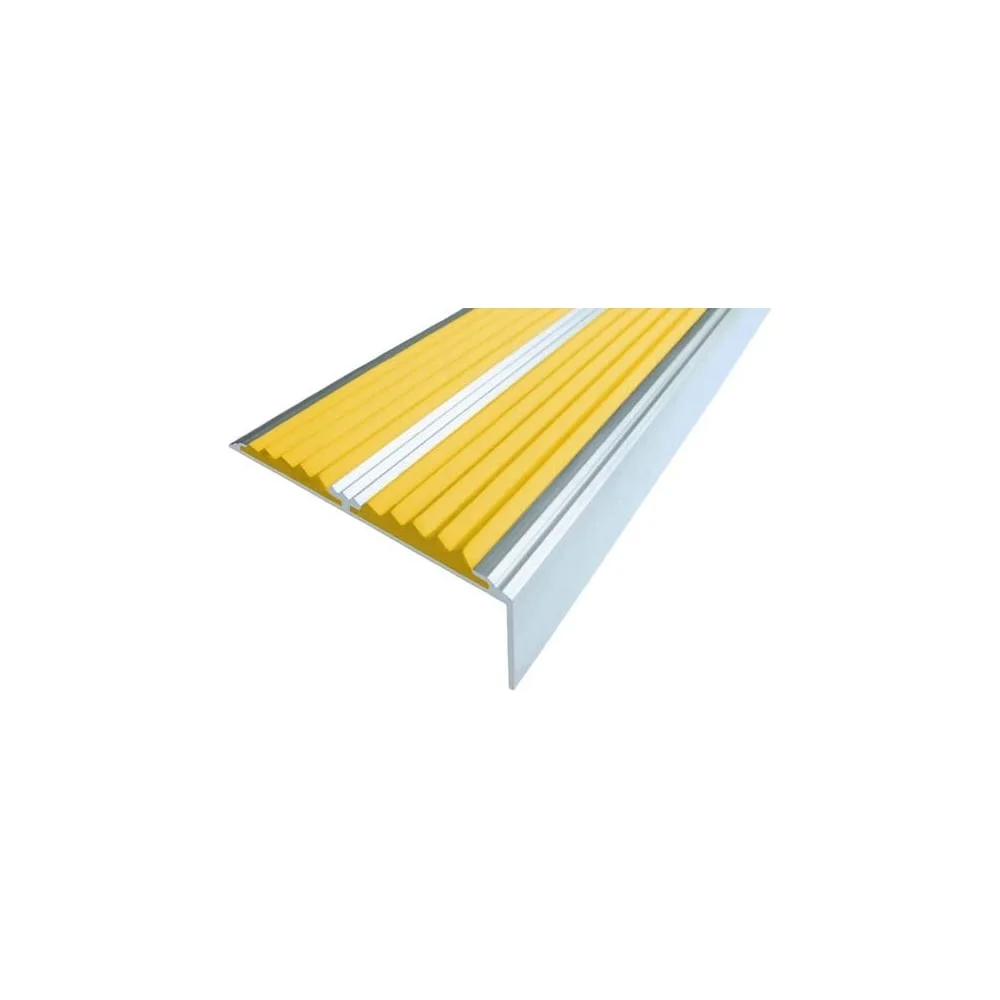 Двойной угол-порог ООО Элитпроф ЕСО противоскользящий, алюминиевый, 68x22,5 мм, с желтой резиновой вставкой АДУ 68x22,5 Ж 135