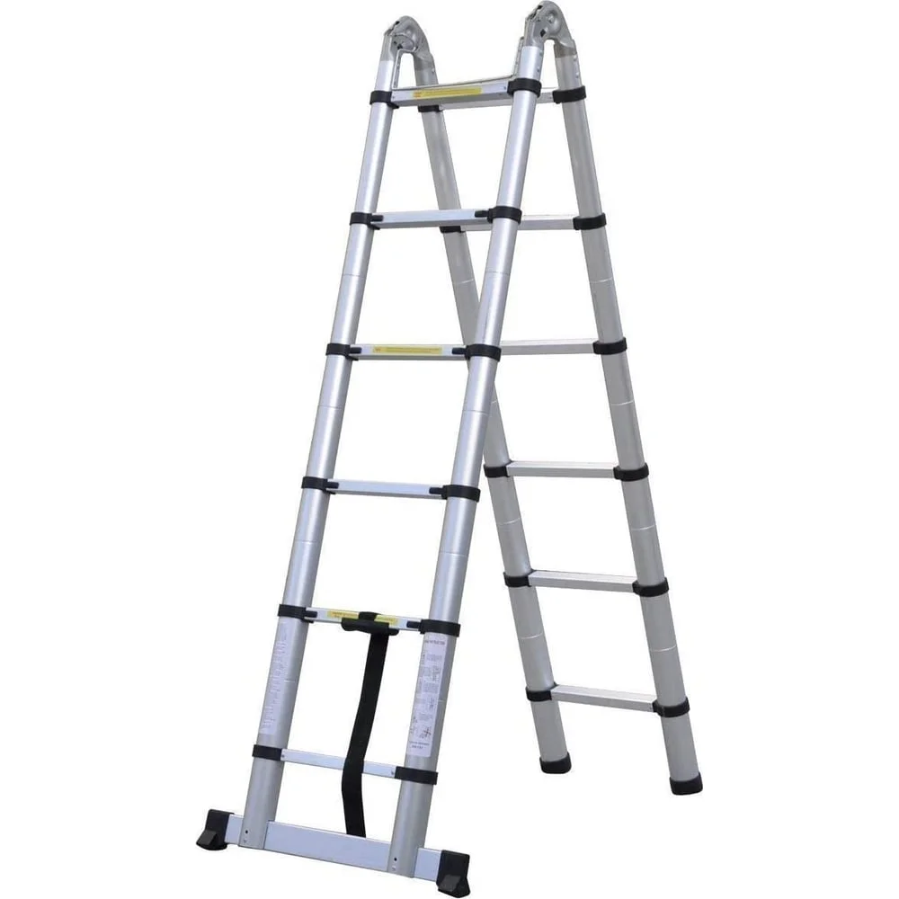 Двухсторонняя алюминиевая телескопическая лестница Алюмет 2x6 ступеней. Серия DTLH 1.9