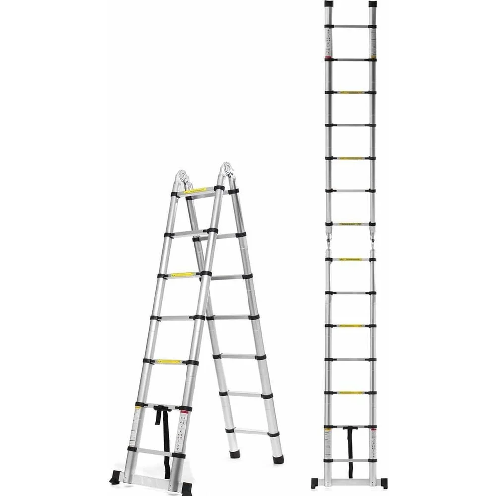 Двухсторонняя алюминиевая телескопическая лестница Алюмет 2x7 ступеней Серия DTLH 2.2