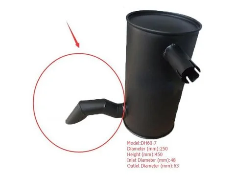 Глушитель для Doosan экскаватора DH60-7 Inlet Diameter 48 mm