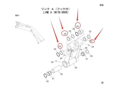 Втулка Ковш Тяга 4397791 для Hitachi ZX250K-3 ZX270 ZX270-3 ZX280LC-3 ZX350K-3 ZX450 ZX450H экскаватора