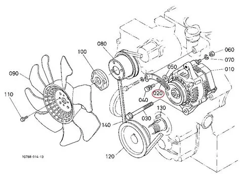 Генератор Хомут (стяжка) 1A033-64420 для Kubota экскаватора KX121-3 U35 трактора L3130DT L3400F L3560DT L3901H MX5100DT