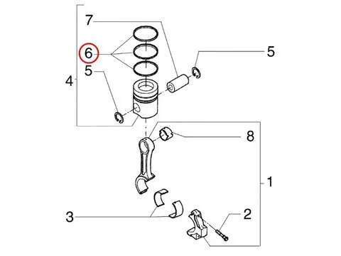 Комплект поршневых колец 75312705 A77729 для New Holland автогрейдера F140 F140B RG140.B
