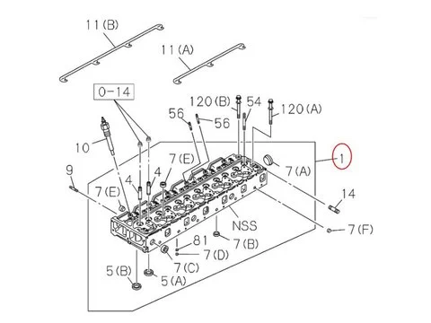Головка блока цилиндров 1111106143 для Isuzu двигателя 6BG1 Hitachi экскаватора EX125WD-5 EX200-5 EX210H-5 EX200-3C