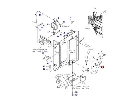 Патрубок радиатора Нижний 22M-03-21450 для Komatsu экскаватора PC50MR-2 PC40MR-2 PC45MR-3 PC55MR-3