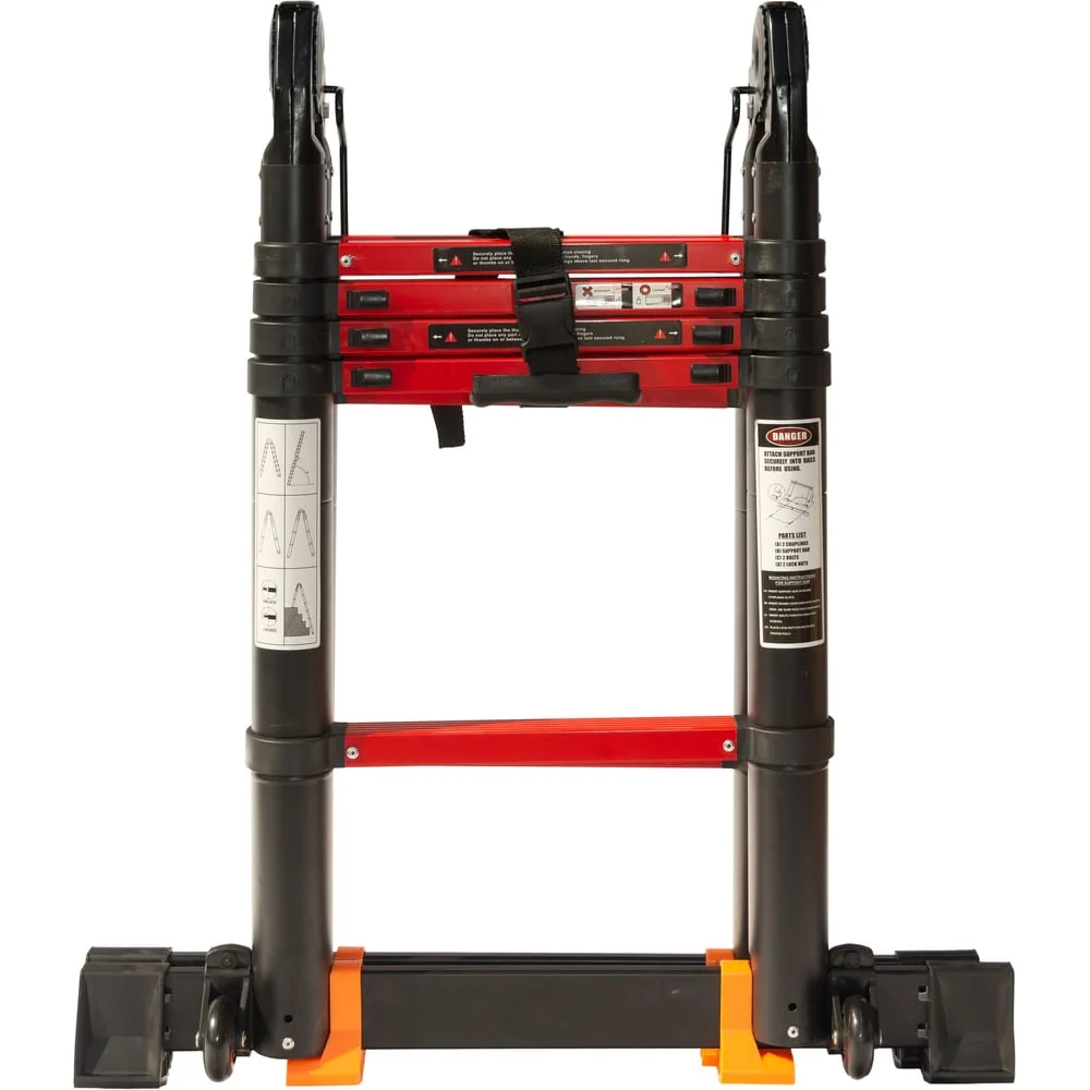 Лестница-стремянка телескопическая WORKY BLACK 1,9м/3,8м, 6 ступеней