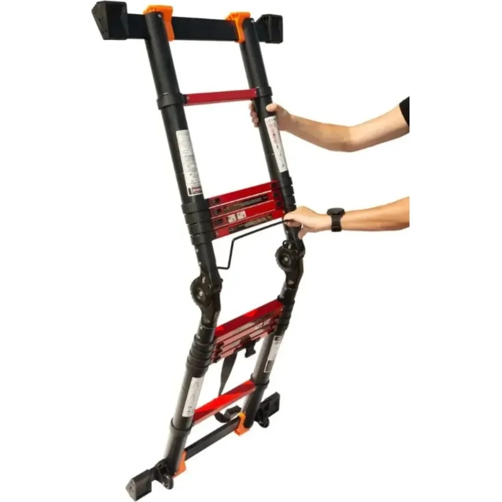 Лестница стремянка телескопическая WORKY BLACK 3,2м/6,4м, 8+8 ступеней