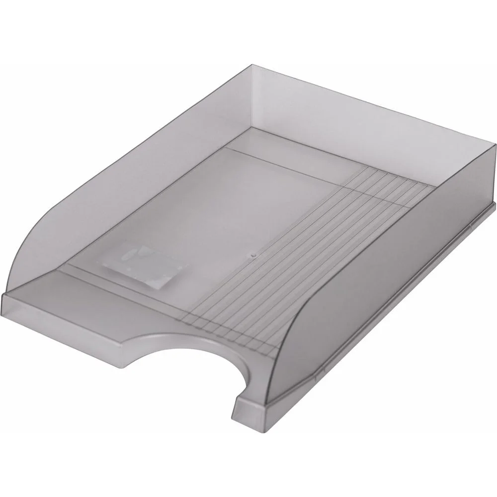 Лоток горизонтальный для бумаг BRAUBERG Standard, 350x253x65 мм, тонированный серый