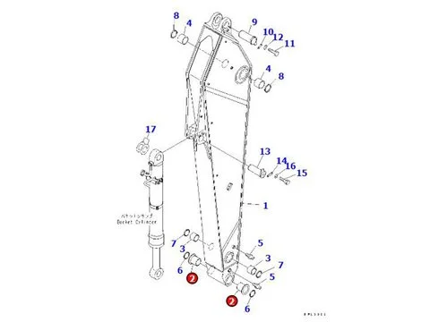 Подшипник Втулка Гильза Рукоять шт. 2 209-70-52141 для Komatsu экскаватора PC400-7 PC600-6 PC600-8