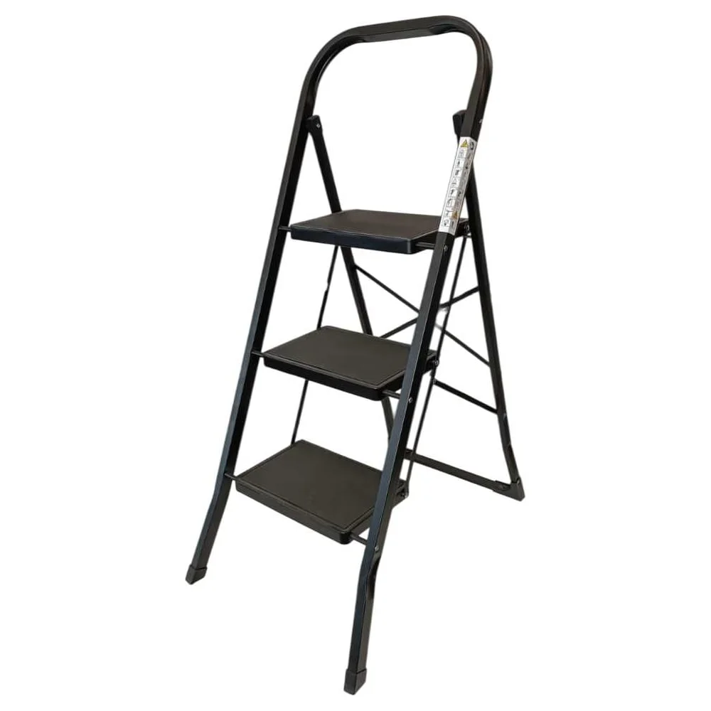 Стремянка стальная GEVA TRADE GEVA широкая BLACK 3 ступени