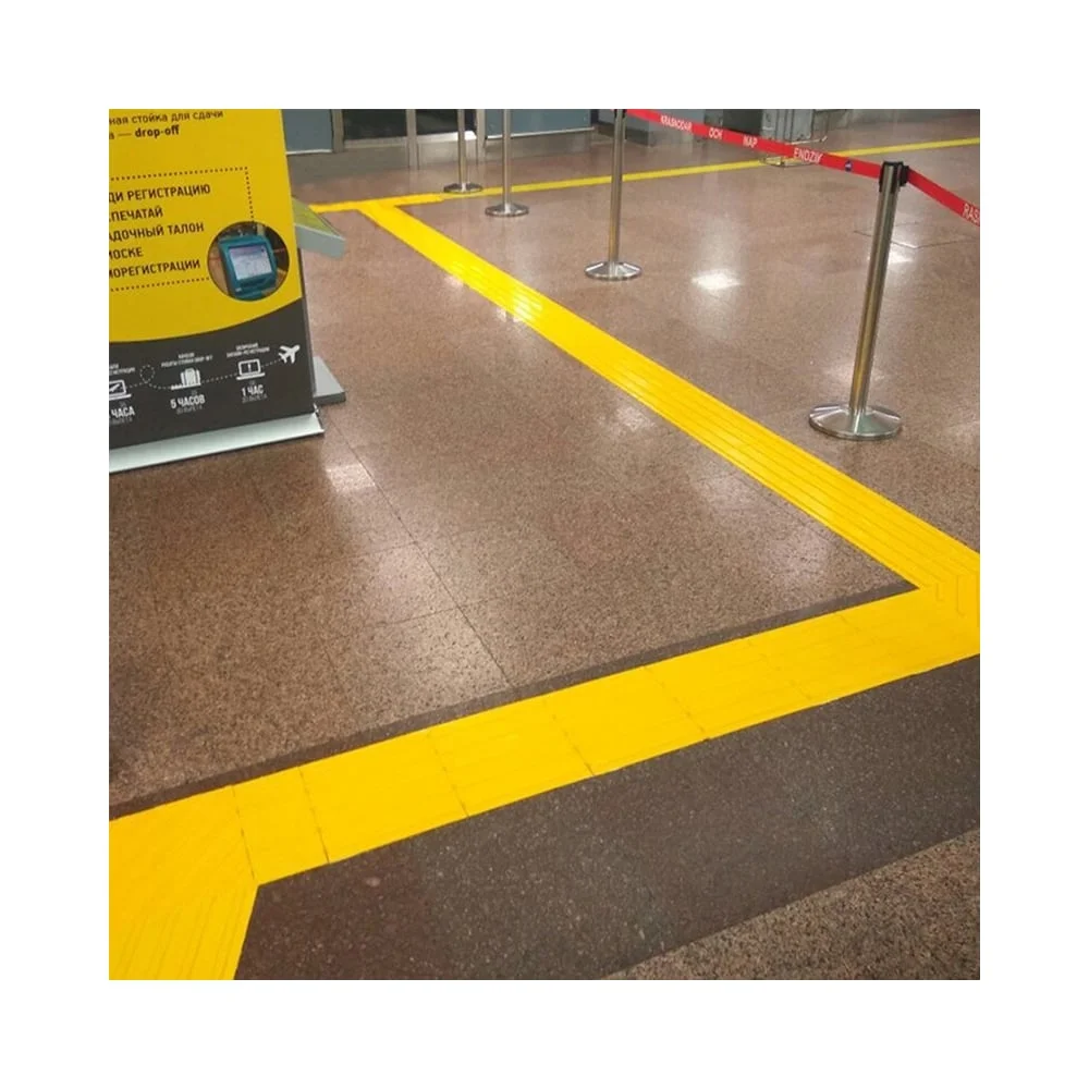 Тактильная плитка ПластФактор ПВХ, продольный риф, 300x300 мм