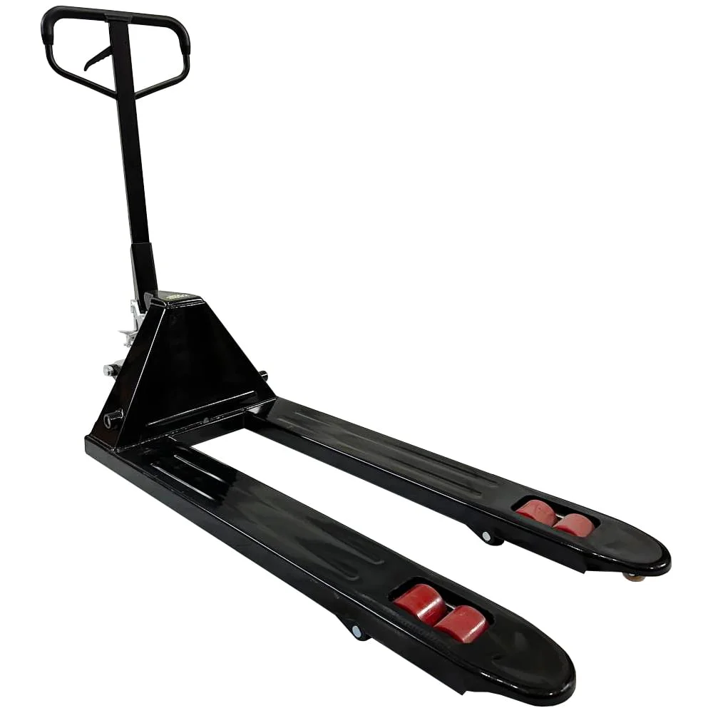 Тележка гидравлическая (рохля) WILMART 2,5 тонны, вилы 1150 мм, колесики полиуретан черная (HP-25-30CMPUB) HP-25-30CMPUB-BL