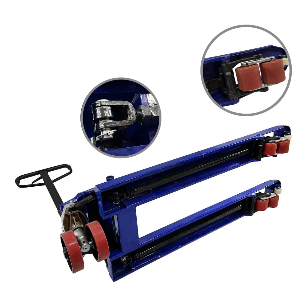 Тележка гидравлическая (рохля) WILMART 2,5 тонны, вилы 1150 мм, колесики полиуретан фиолетовая HP-25-30CMPUB-V