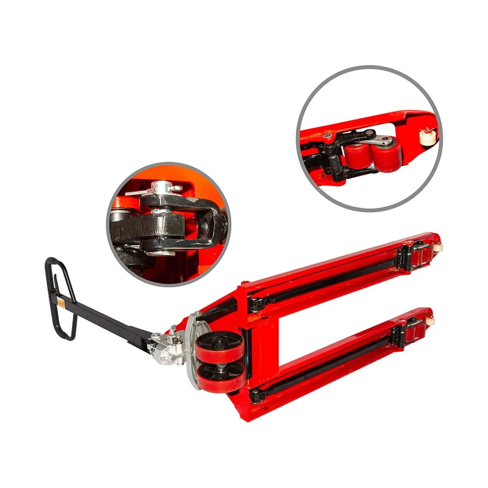 Тележка гидравлическая WILMART AC25 1150x550 усиление 80см красная (PU Ф180xS50) () HP-25-180PAL8-R