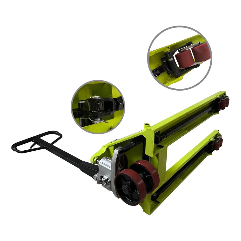 Тележка гидравлическая WILMART (рохля) 2,5 тонны, вилы 1150 мм, колесики полиуретан зеленая (HP-25-30CMPUB) HP-25-30CMPUB-G