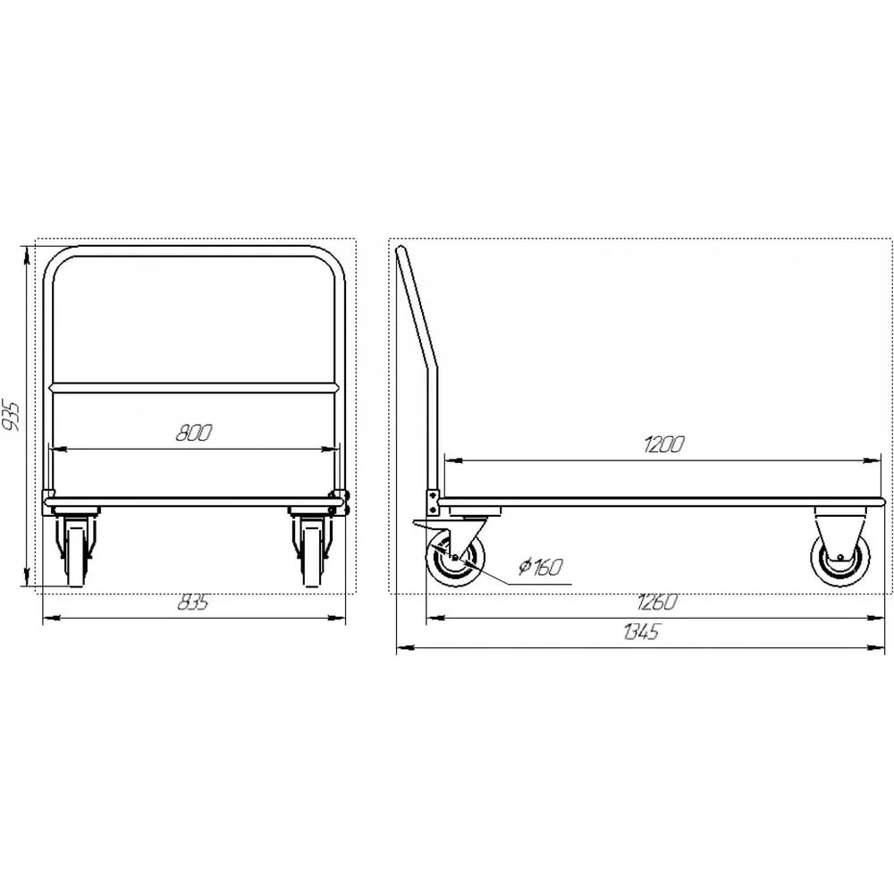 Тележка платформенная FLAMES 800x1200 мм, г/п 500 кг 1377.101