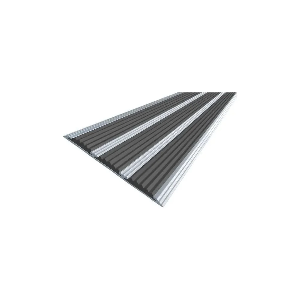 Тройная противоскользящая алюминиевая полоса ООО Элитпроф ECO 100 мм, с черной вставкой, 3 м АНСП 100 С 300 РЧ