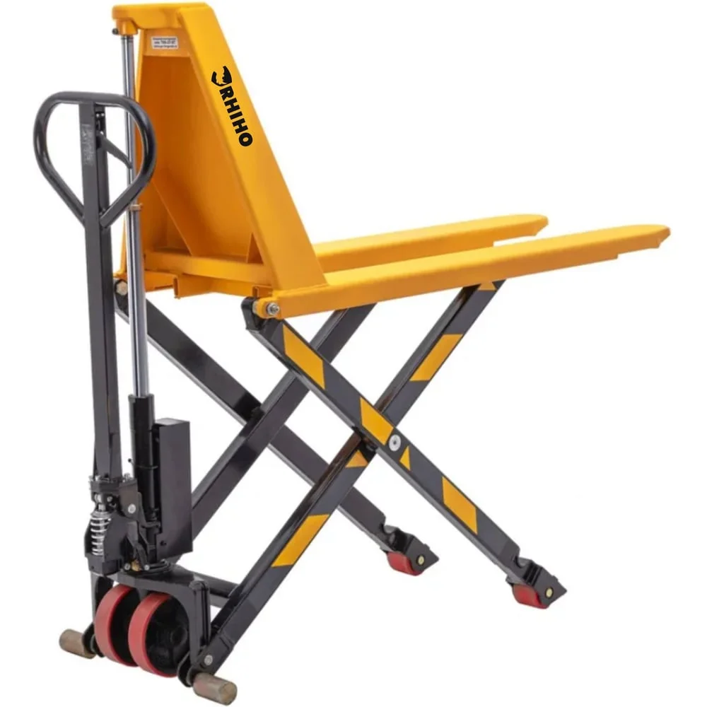 Высокоподъемная гидравлическая тележка с полиуретановыми колесами RHIHO