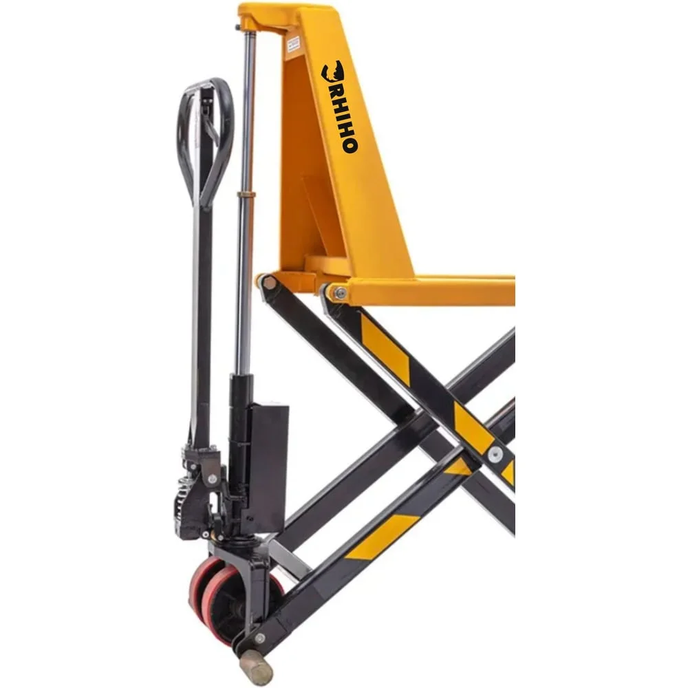 Высокоподъемная гидравлическая тележка с полиуретановыми колесами RHIHO