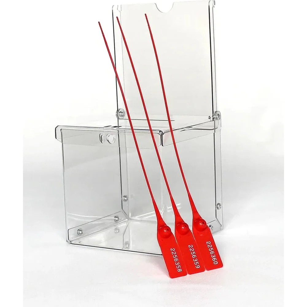 Ящик для пожертвований и 3 пломбы, ящик для голосования CRYSTAL-BOX размер 28x14x14 см, материал ПЭТ толщина 1,5 мм box20/