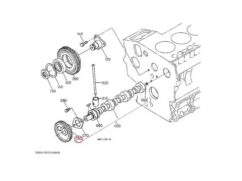 Шестерня распредвала 16864-16510 для Kubota двигателя Z482 D722 D782 D902 WG972
