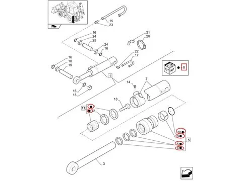 Гидроцилиндр Ремкомплект Уплотнение 84318585 для CASE 580SR 580ST 580T 590SR 590ST