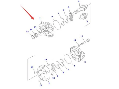 Гидронасос 705-22-38160 для Komatsu автогрейдера GD825A-2 GD825A-2E0